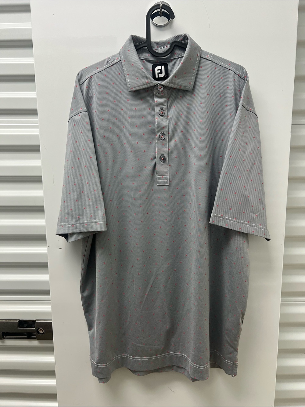 FootJoy Gray Polo with Pink Dot Pattern